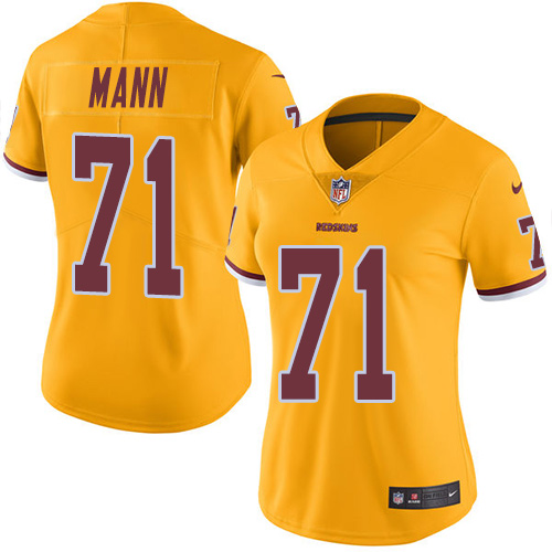 Women's Limited Charles Mann Nike Jersey Gold - #71 Rush NFL Washington Redskins